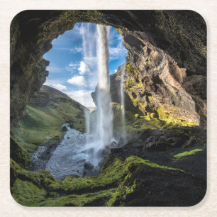 Dessous De Verre Carré Les cascades Cascade islandaise