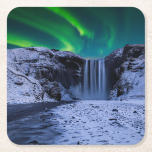 Dessous De Verre Carré Les cascades Cascade Skógafoss