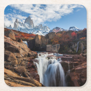 Dessous De Verre Carré Les cascades   Fitz Roy Mountain, Argentine