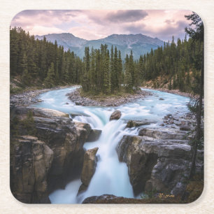 Dessous De Verre Carré Les cascades Parc national Jasper, Canada