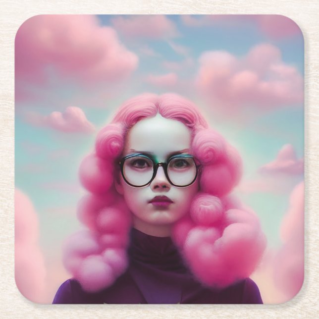 Dessous De Verre Carré Les cheveux roses (Devant)