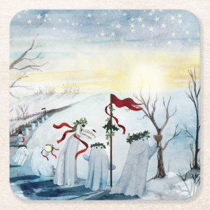 Dessous De Verre Carré Les fantômes de la Wassailing