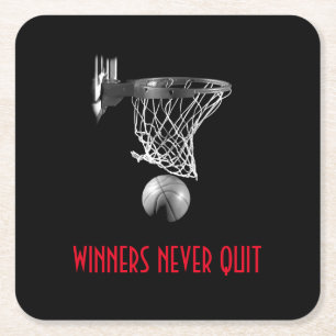 Dessous De Verre Carré Les Gagnants N'Ont Jamais Quitté Le Basket