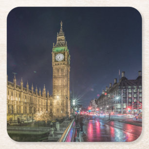 Dessous De Verre Carré Les monuments   Big Ben la nuit