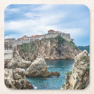 Dessous De Verre Carré Les murs de Dubrovnik vue mer