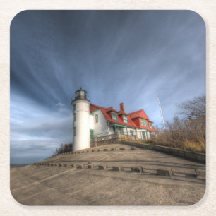Dessous De Verre Carré Les phares Point Betsie Lake Michigan