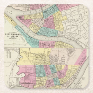 Dessous De Verre Carré Les villes de Pittsburgh Allegheny Cincinnati
