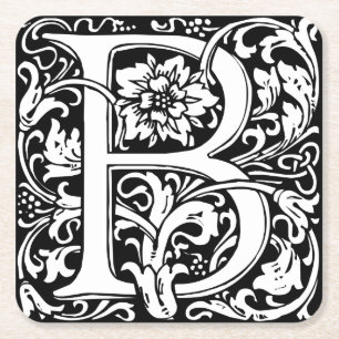 Dessous De Verre Carré Lettre B Monogramme médiéval Art Nouveau