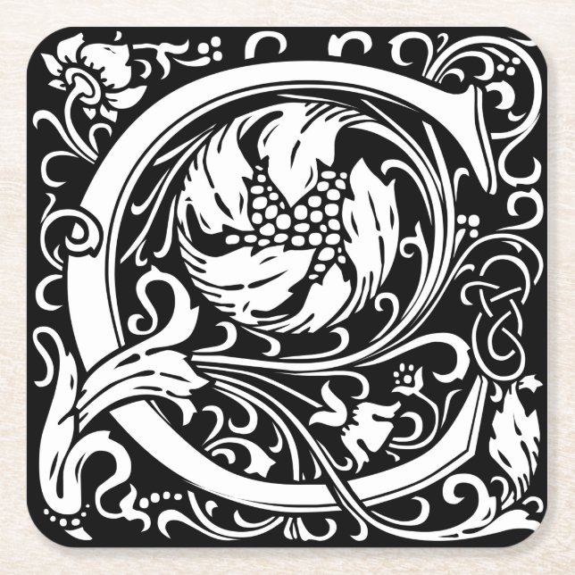 Dessous De Verre Carré Lettre C Monogramme médiéval Art Nouveau (Devant)