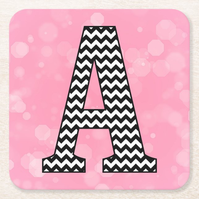 Dessous De Verre Carré Lettre Chevron A sur Bubblegum rose (Devant)