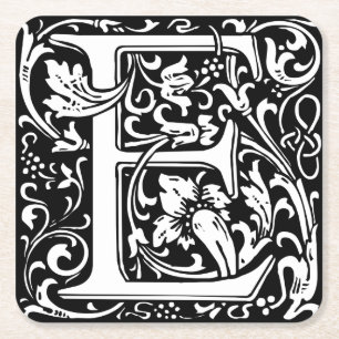 Dessous De Verre Carré Lettre E Monogramme médiéval Art Nouveau