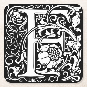 Dessous De Verre Carré Lettre F Monogramme médiéval Art Nouveau