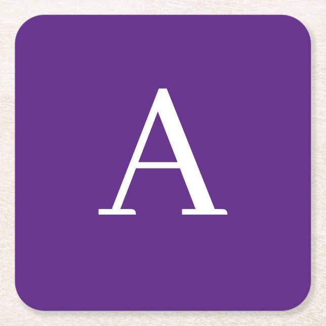 Dessous De Verre Carré Lettre initiale Monogramme Style moderne violet (Devant)