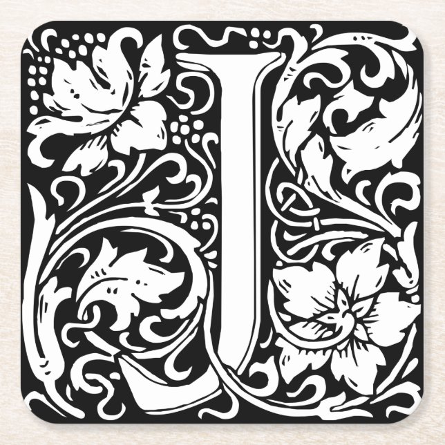 Dessous De Verre Carré Lettre J Monogramme médiéval Art Nouveau (Devant)