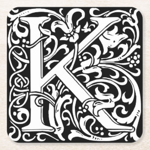Dessous De Verre Carré Lettre K Monogramme médiéval Art Nouveau