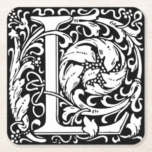 Dessous De Verre Carré Lettre L Monogramme médiéval Art Nouveau