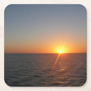 Dessous De Verre Carré Lever du soleil à Sea III Océan Horizon