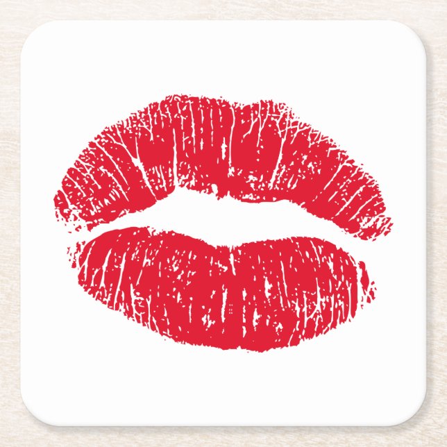 Dessous De Verre Carré Lèvres de baiser rouges (Devant)
