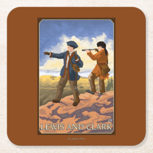 Dessous De Verre Carré Lewis et Clark explorant l'ouest