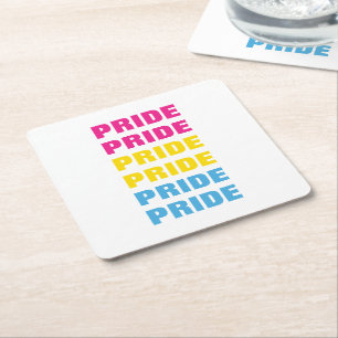 Dessous De Verre Carré LGBTQ Pansexual Pride texte répété personnalisable