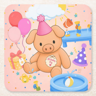 Dessous De Verre Carré L'histoire de Hamhock's Pink Splashtastic!