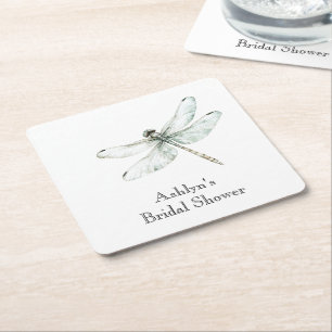 Dessous De Verre Carré Libellules Bleues Chic Baptême de Mariée