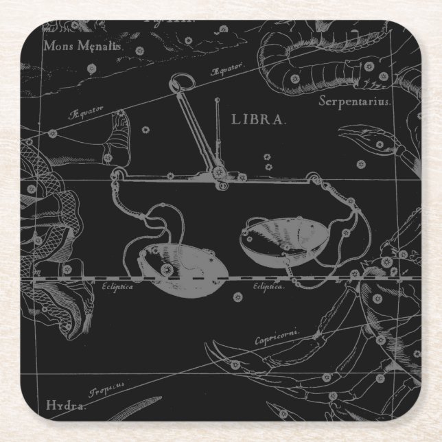 Dessous De Verre Carré Libra Constellation Hevelius vers 1690 (Devant)