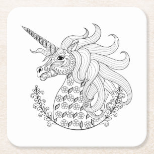 Dessous De Verre Carré Licorne inspirée