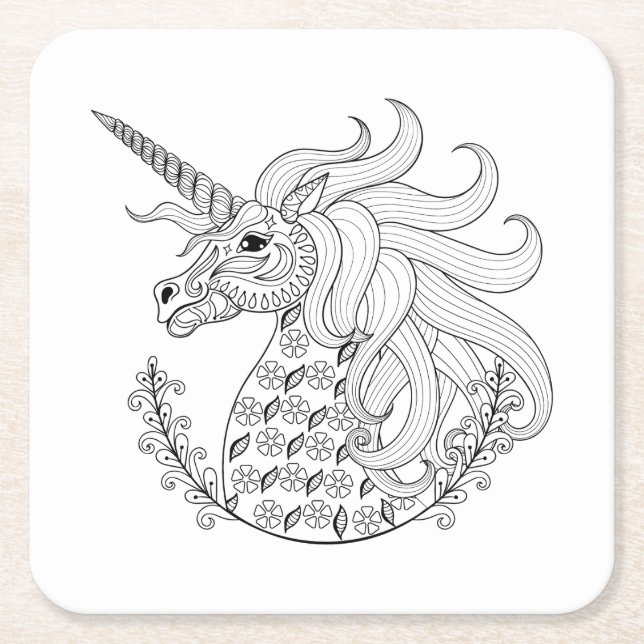 Dessous De Verre Carré Licorne inspirée (Devant)