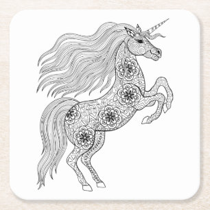 Dessous De Verre Carré Licorne magique inspirée