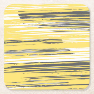 Dessous De Verre Carré Lignes peintes à la main - jaune