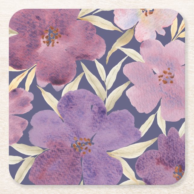 Dessous De Verre Carré Lilas en acuarela  (Devant)