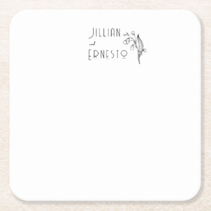 Dessous De Verre Carré Lily de Valley    Personnalisation blanche