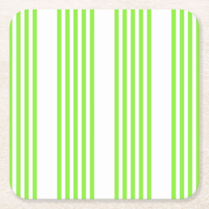 Dessous De Verre Carré Lime vert et blanc cinq bandes motif