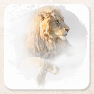 Dessous De Verre Carré Lion Animal Vie Sauvage Jungle Nature Safari