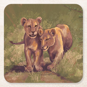 Dessous De Verre Carré Lion Cubs
