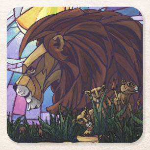 Dessous De Verre Carré Lion et petits