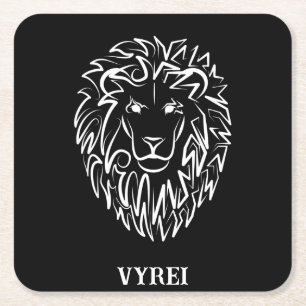 Dessous De Verre Carré Lion tribal noir et blanc