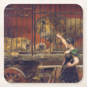 Dessous De Verre Carré Lionne Jealous Paul Friedrich Meyerheim peinture