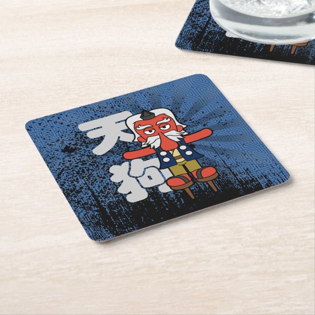 Dessous De Verre Carré Little Daitengu Yokai Grunge (Incliné)