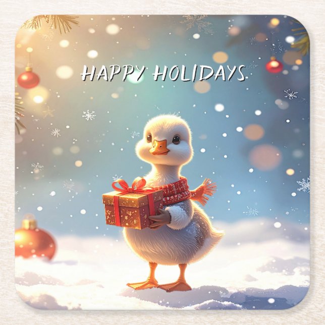 Dessous De Verre Carré Little Duck Holiday Paper Coaster (Devant)