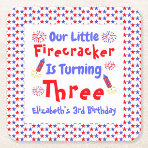 Dessous De Verre Carré Little Firecracker 3ème anniversaire