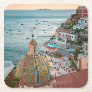 Dessous De Verre Carré Littoral   Positano, Côte Amalfitaine, Italie