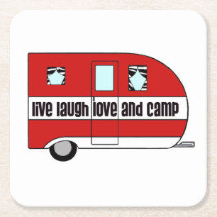 Dessous De Verre Carré "Live, Laugh, LoVe et Camp"