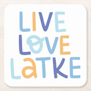 Dessous De Verre Carré Live Love Latke Hanoukka Design