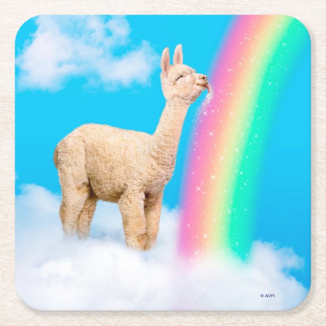 Dessous De Verre Carré Llama Licking Rainbow (Devant)