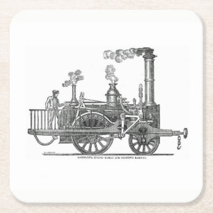 Dessous De Verre Carré Locomotive à vapeur précoce