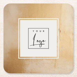 Dessous De Verre Carré Logo Artistique Classique Beige Gold Paint Texture