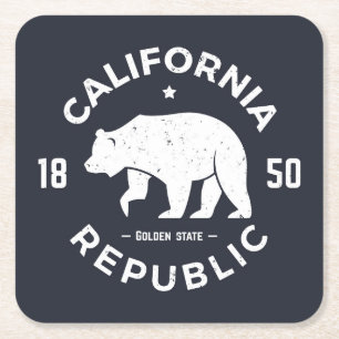 Dessous De Verre Carré Logo   de la Californie le Golden State