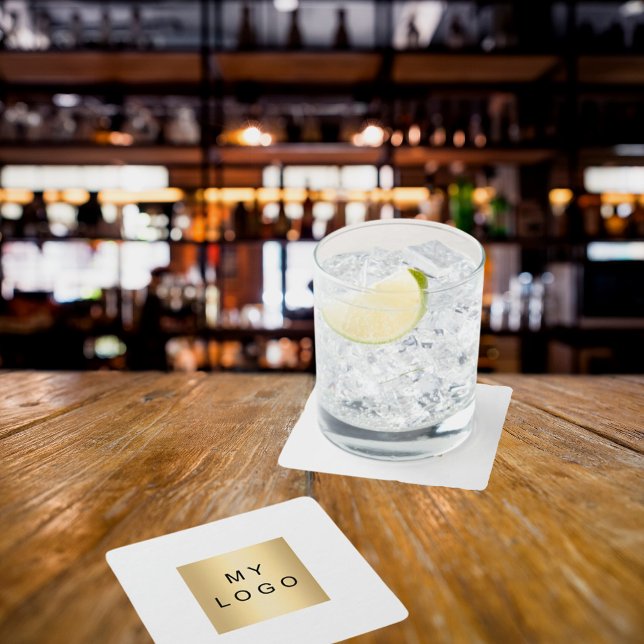 Dessous De Verre Carré Logo d'entreprise blanc (Créateur téléchargé)